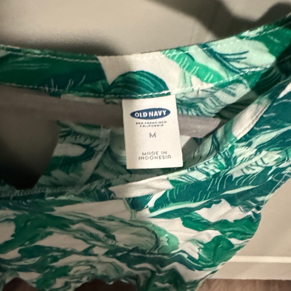 Old Navy Tropical Green Print Blouse